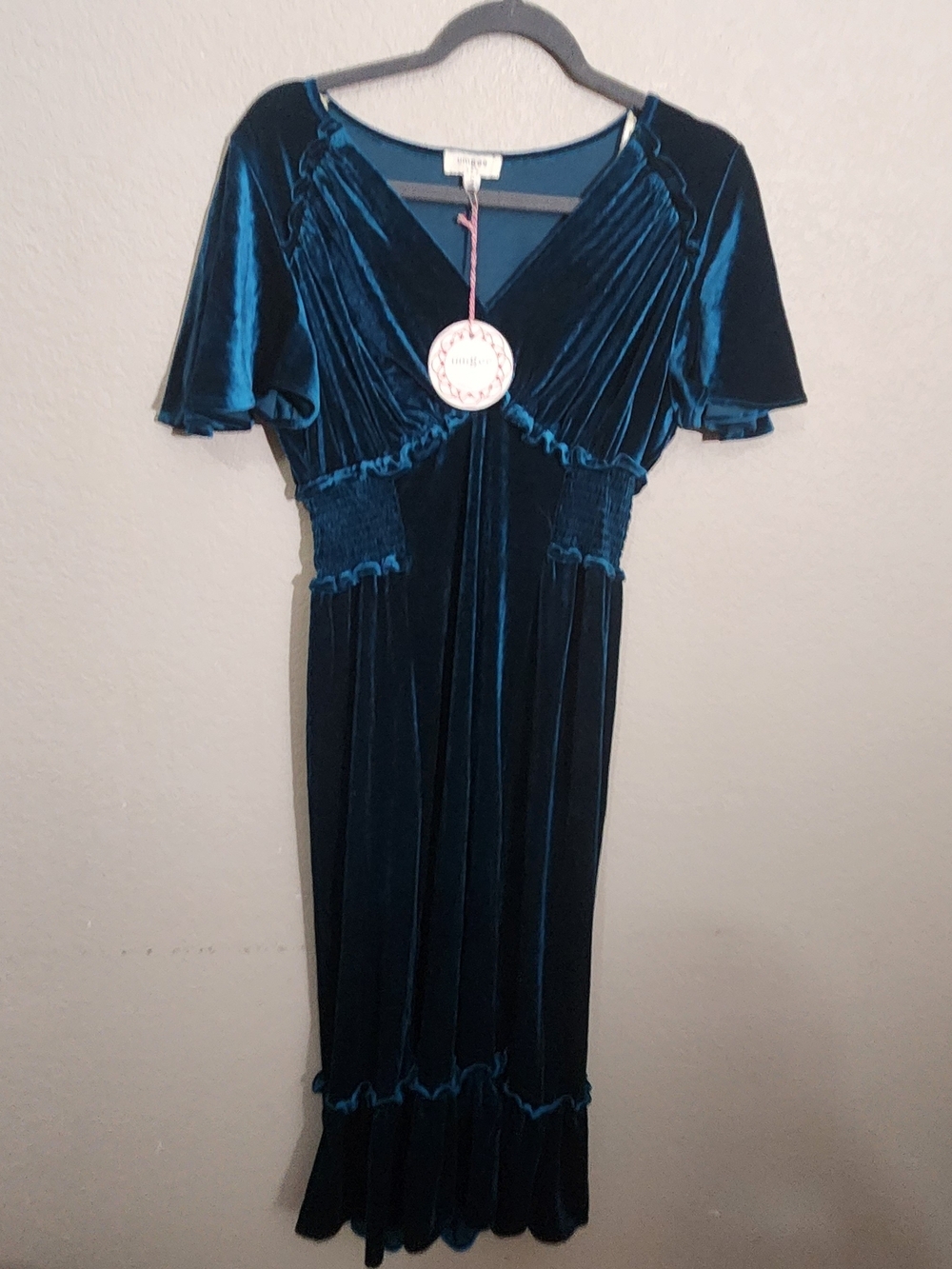 Umgee Deep Teal Velvet Maxi Dress
